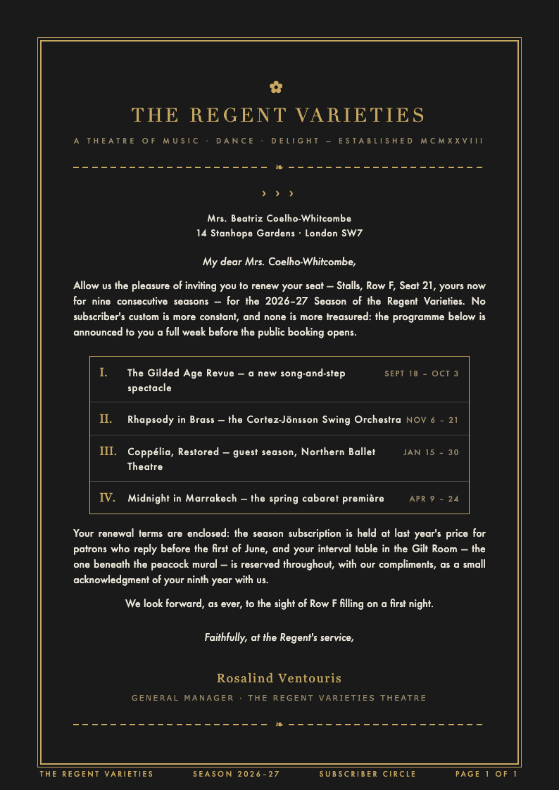 Art Deco Formal Letter